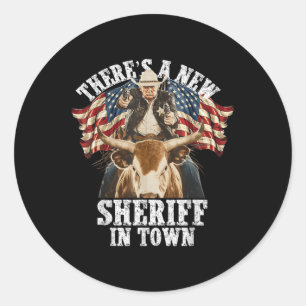 Funny Trump Shirt Cowboy Trump Merchandise US Flag Runder Aufkleber
