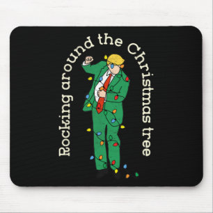 Funny Trump tanzt mit Lichtrocken um Christus Mousepad
