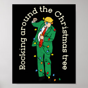 Funny Trump tanzt mit Lichtrocken um Christus Poster