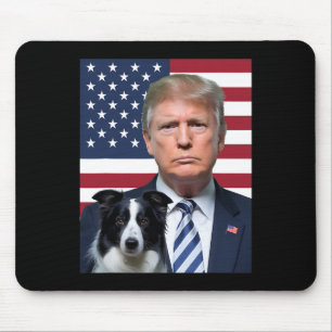 Funny Trump und Border Collie Dog Usa Flag Electin Mousepad