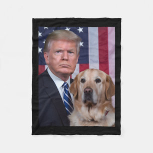Funny Trump und Golden Retriever Hund US Flaggen E Fleecedecke