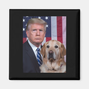 Funny Trump und Golden Retriever Hund US Flaggen E Magnet