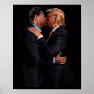 Funny Trump US Präsident und China Präsident Kiss Poster