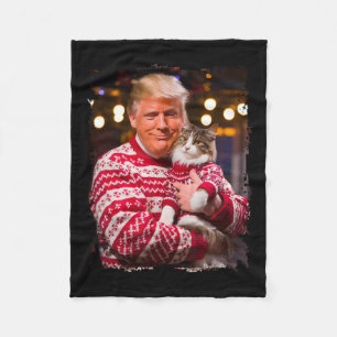 Funny Trump Weihnachts-Sweater für Katzenliebhaber Fleecedecke