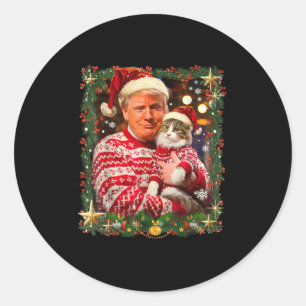 Funny Trump Weihnachts-Sweater für Katzenliebhaber Runder Aufkleber
