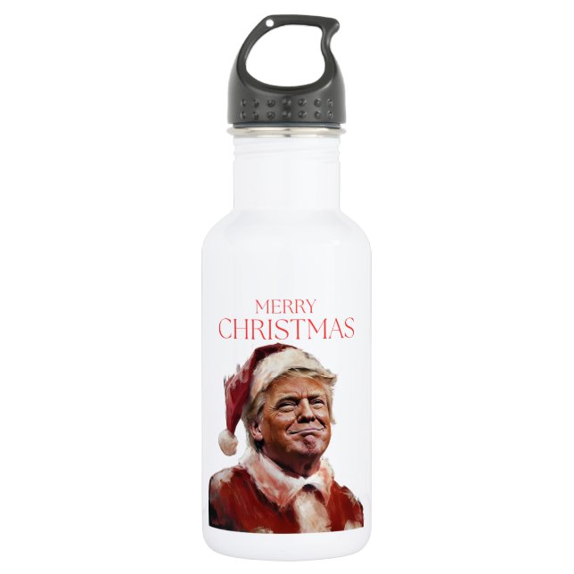 Funny Trump Weihnachtskarte Edelstahlflasche (Vorderseite)