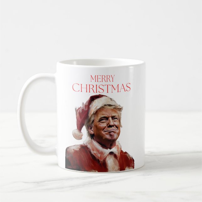 Funny Trump Weihnachtskarte Kaffeetasse (Links)