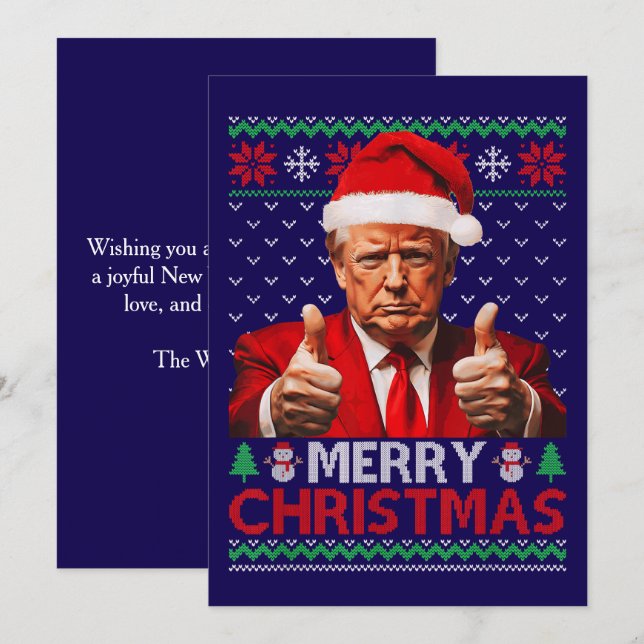 Funny Trump Weihnachtsmannmütze Frohe Weihnachten  (Vorne/Hinten)