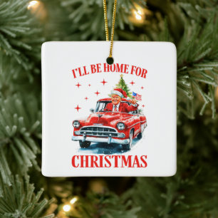 Funny Trump Weihnachtsmannmütze Ich werde zu Weihn Keramikornament