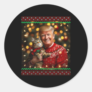 Funny Trump Weihnachtssüßer für Katzen Liebhaber 1 Runder Aufkleber