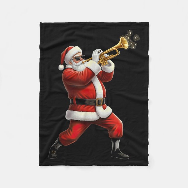 Funny Trumpet Santa Christmas Graphic Player Trump Fleecedecke (Vorderseite)