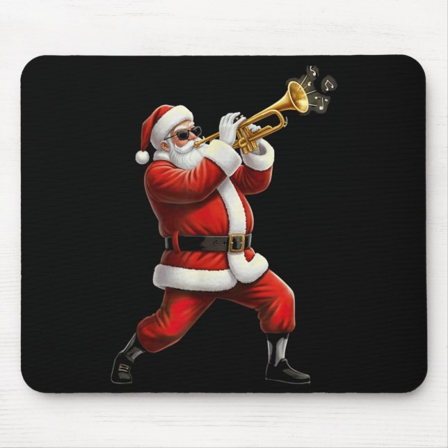 Funny Trumpet Santa Christmas Graphic Player Trump Mousepad (Vorne)