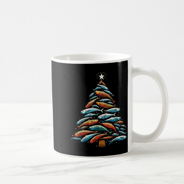 Funny Tuna Fish Christmas Tree Santa Claus Xmas Fi Kaffeetasse (Rechts)