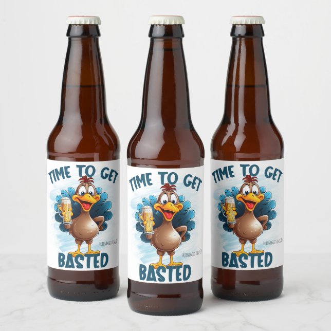 Funny Turkey Brust Erntedank Bierflaschenetikett (Flaschen)