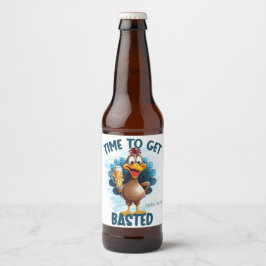 Funny Turkey Brust Erntedank Bierflaschenetikett