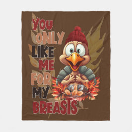 Funny Turkey Brust Erntedank Fleecedecke