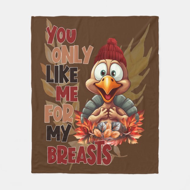 Funny Turkey Brust Erntedank Fleecedecke (Vorderseite)