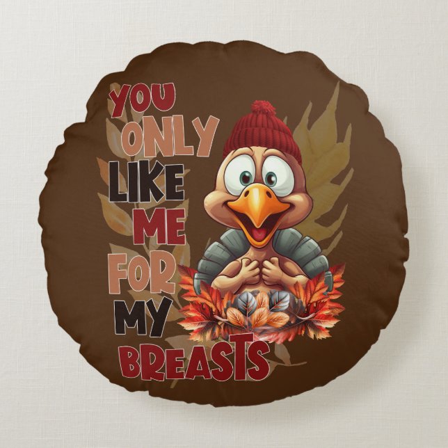 Funny Turkey Brust Erntedank Rundes Kissen (Vorderseite)