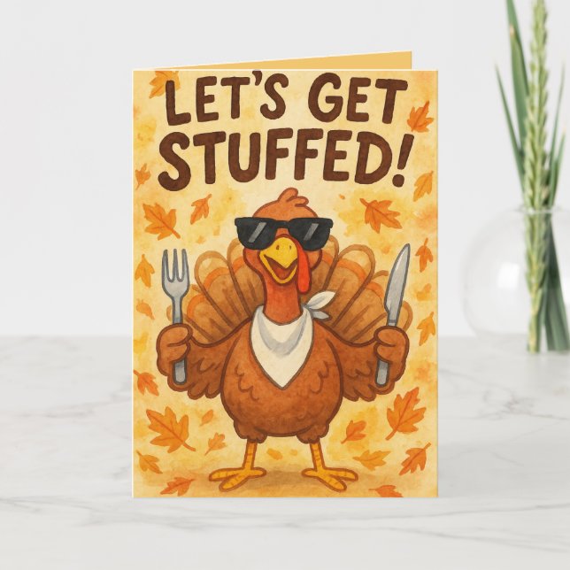 Funny Turkey Day Card – Hilarious Thanksgiving Hum Karte (Vorderseite)