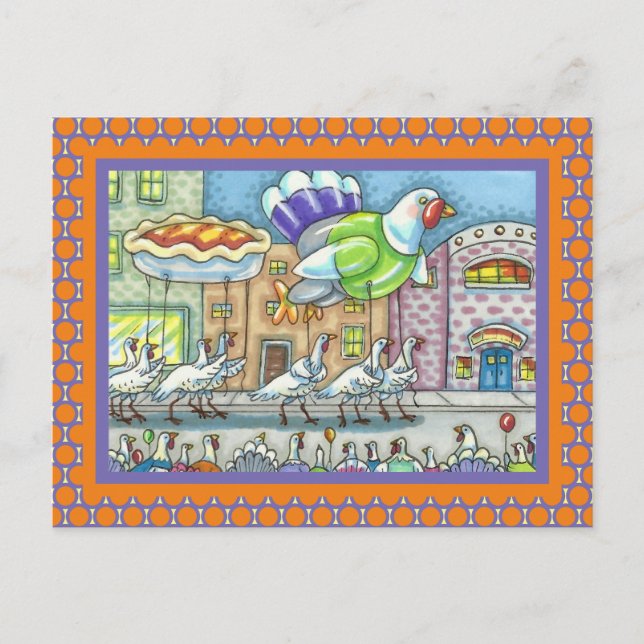 FUNNY TÜRKEY DAY PARADE HELIUM BALLOONS POSTKARTE (Vorderseite)