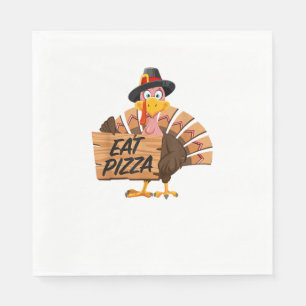 Funny Turkey Erntedank Essen Pizza Vegan Pilgrim Serviette