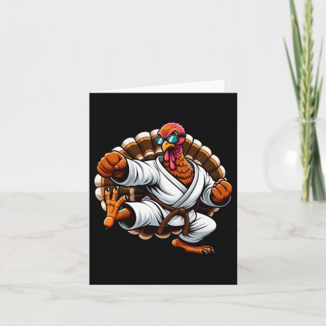 Funny Turkey Erntedank Karate Judo Martial Arts Karte (Vorderseite)