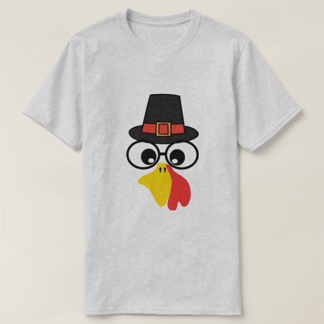 Funny Turkey Face für Erntedank T-Shirt (Design vorne)