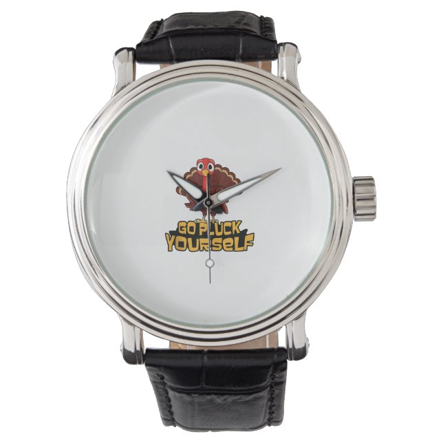Funny Turkey Go Pflücken Sie sich selbst Erntedank Armbanduhr (Vorderseite)