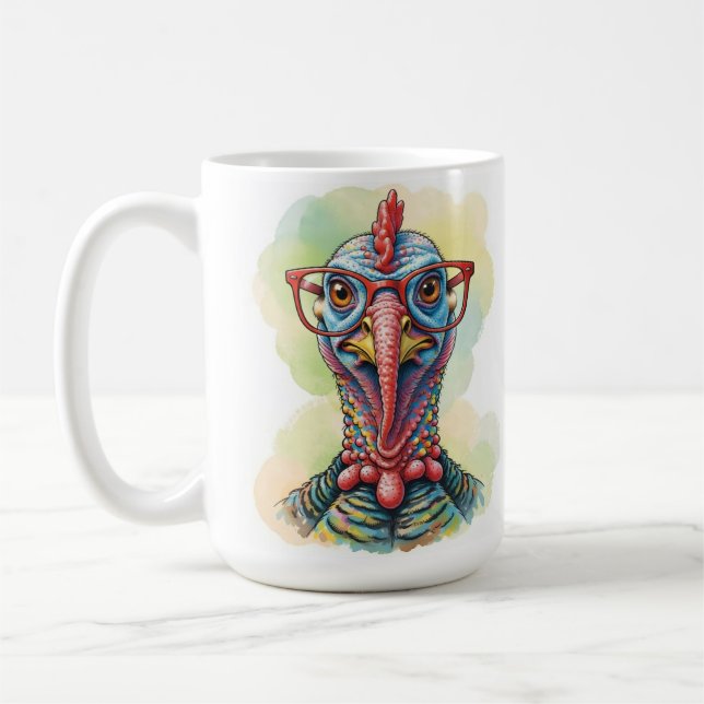 Funny Turkey in Glasses Cartoon Fun Kaffeetasse (Links)