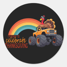 Funny Turkey Monster Truck Erntedank Sticker