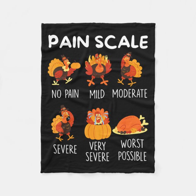 Funny Turkey Pain Scale Thanksgiving Cna Er Nurse  Fleecedecke (Vorderseite)
