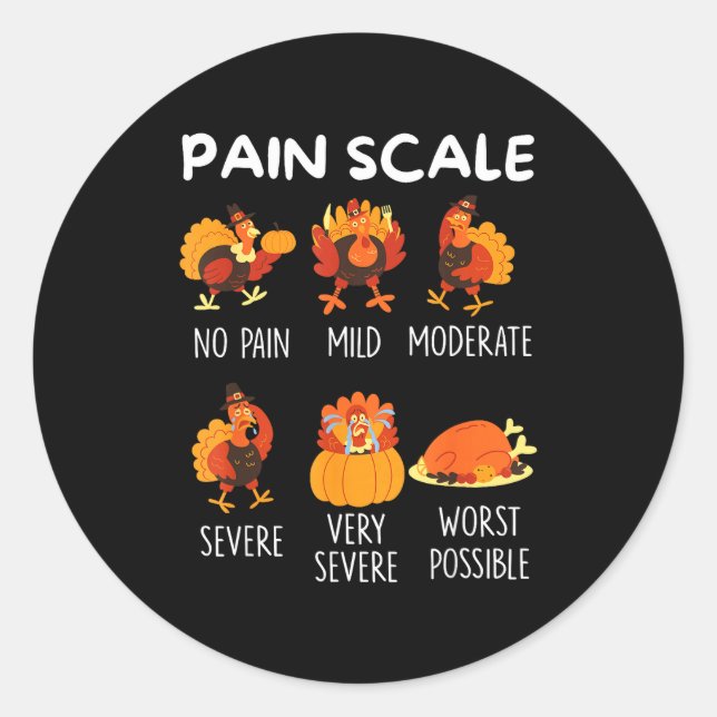 Funny Turkey Pain Scale Thanksgiving Cna Er Nurse  Runder Aufkleber (Vorderseite)