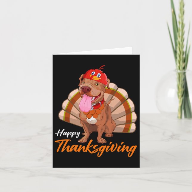 Funny Turkey Pitbull Dog Maple Leaf Fall Vibes Tha Karte (Vorderseite)