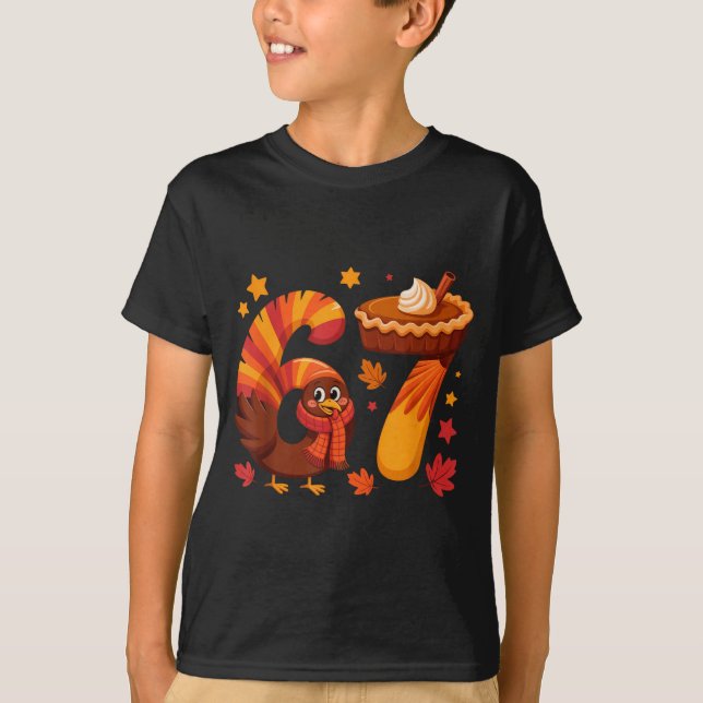Funny Turkey Thanksgiving 67 Meme Six Seven  T-Shirt (Vorderseite)