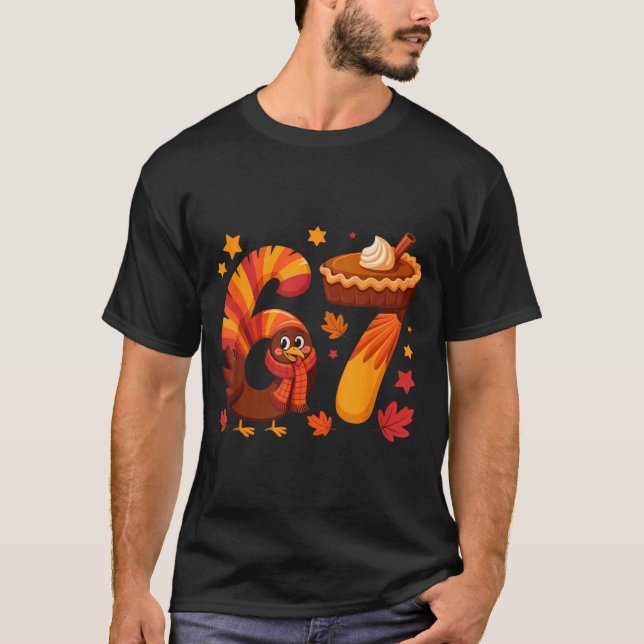 Funny Turkey Thanksgiving 67 Meme Six Seven  T-Shirt (Vorderseite)