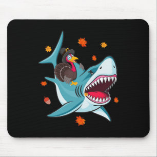Funny Turkey und Shark Fall Vibes Happy Thanksgivi Mousepad