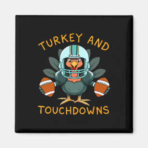 Funny Turkey und Touchdowns Erntedank Football Magnet