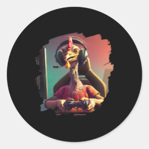 Funny Turkey Video Game Gamer Erntedank Türkei Runder Aufkleber