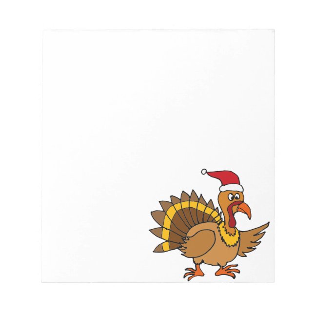 Funny Turkey Wear Red Weihnachtsmannmütze Weihnach Notizblock (Vorderseite)