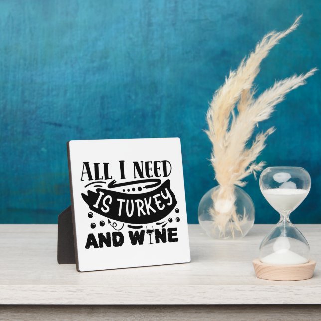 Funny Turkey & Wine Erntedank Plaque Fotoplatte (InSitu)