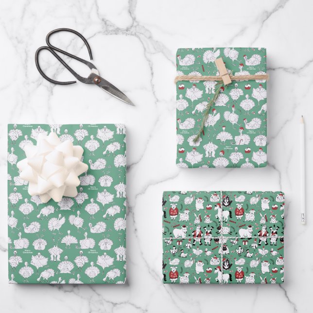 Funny Turkeys und Christma auf dem Bauernhof! Geschenkpapier Set (Vorderseite)