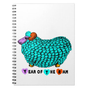 Funny Türkise Ram Chinese Year Zodiac Notebook Notizblock