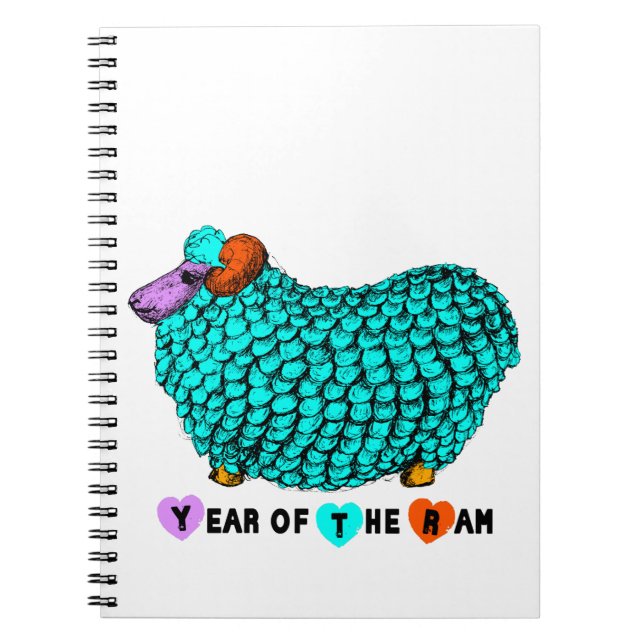 Funny Turquoise Ram chinois Année Zodiac Carnet (Devant)
