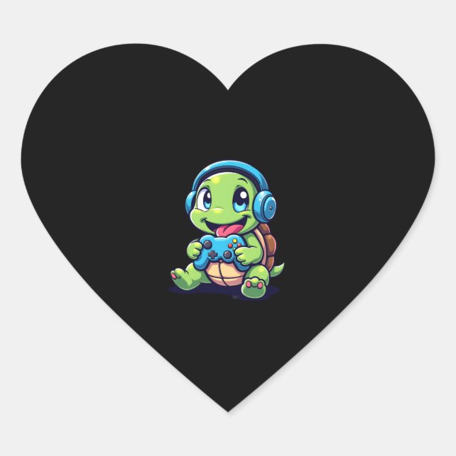 Funny Turtle Gamer Gaming Turtles Video Game (1) Herz-Aufkleber (Vorderseite)