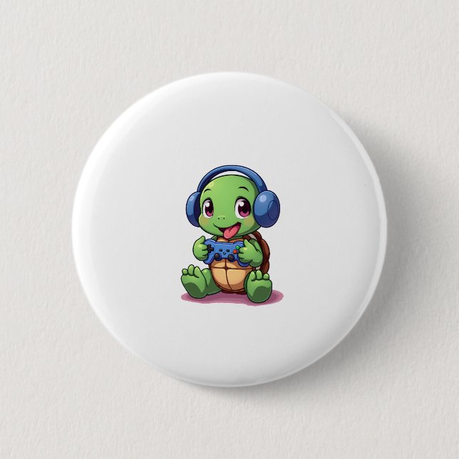 Funny Turtle Gamer Gaming Turtles Video Game (2) Button (Vorderseite)