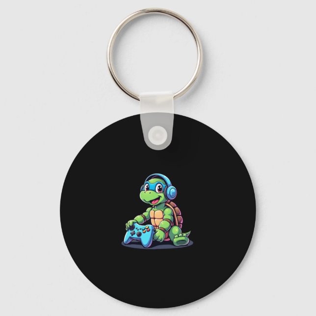 Funny Turtle Gamer Gaming Turtles Video Game (2) Schlüsselanhänger (Vorderseite)