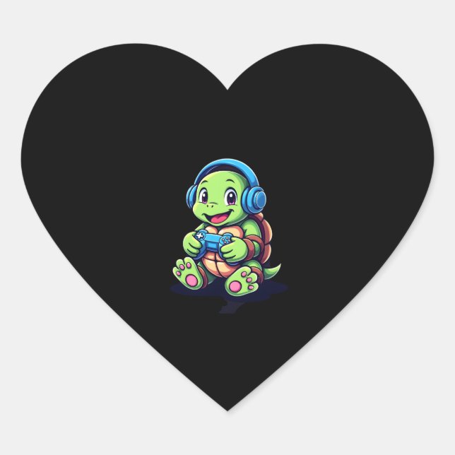 Funny Turtle Gamer Gaming Turtles Video Game (3) Herz-Aufkleber (Vorderseite)