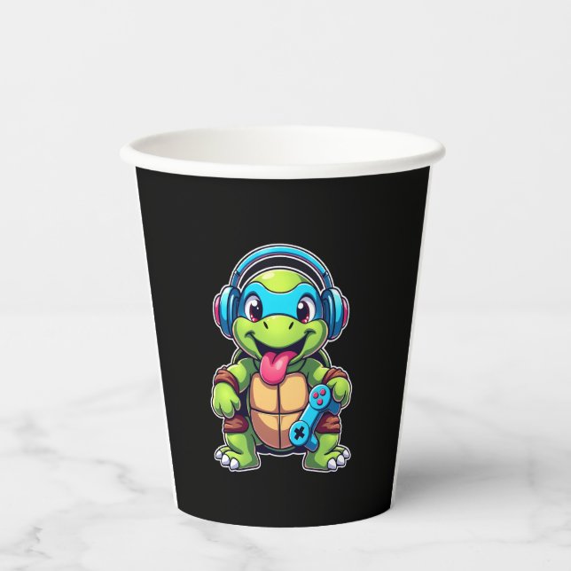 Funny Turtle Gamer Gaming Turtles Video Game (4) Pappbecher (Vorderseite)