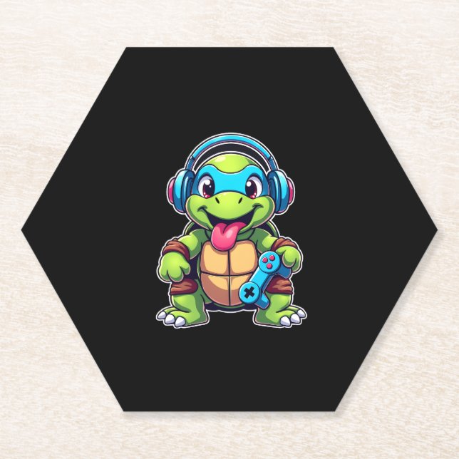 Funny Turtle Gamer Gaming Turtles Video Game (4) Untersetzer (Vorderseite)