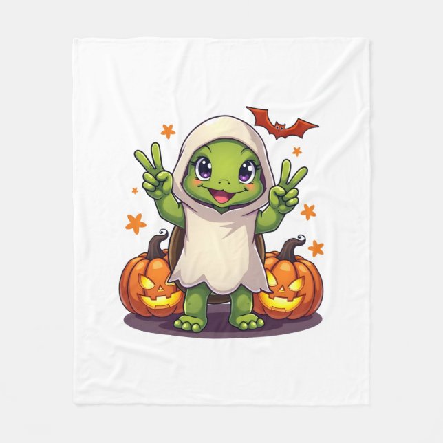 Funny Turtle Ghost Pumpkin Boo Halloween Kinder Me Fleecedecke (Vorderseite)